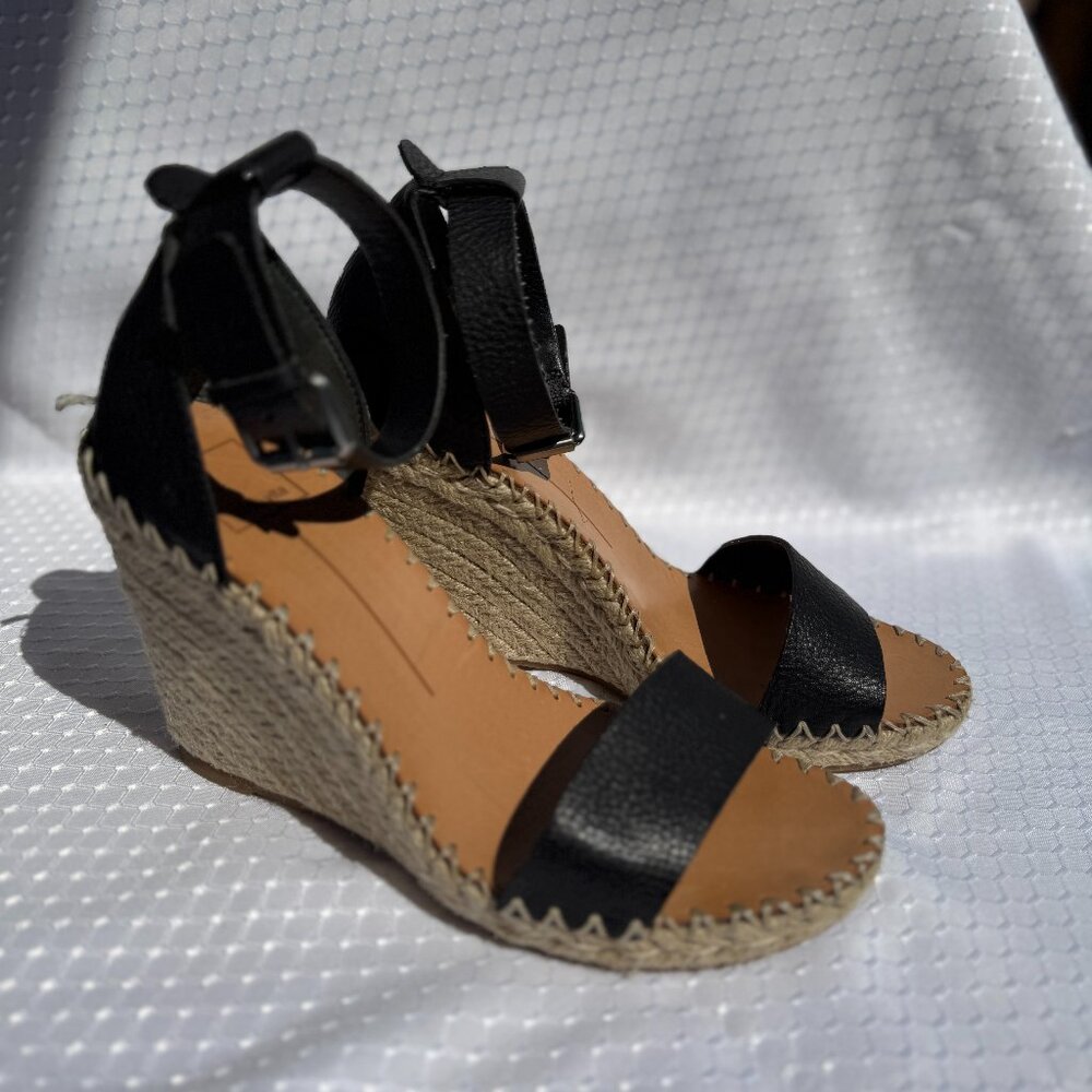 Dolce Vita Noor Black Espadrille Wedges Sandals - Size 8.5